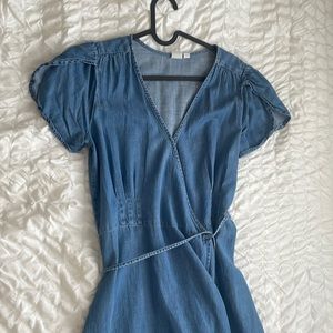 Gap chambray midi wrap dress